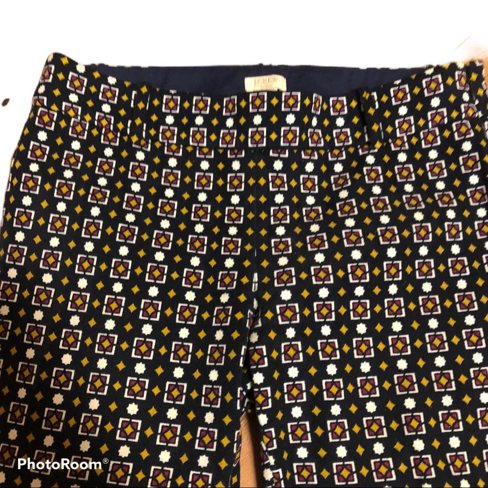 J. Crew Stretch Print Blue Ankle Pants